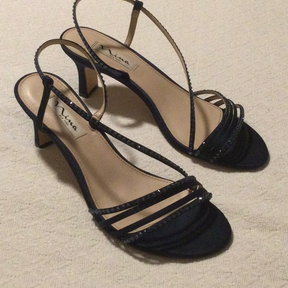 Nina dark navy heels - Picture 3 of 5